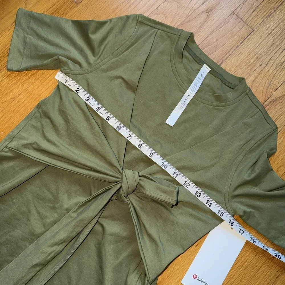 Lululemon Cotton Wrap-Front T-Shirt Dress 2 Green Short Sleeve Casual Athleisure